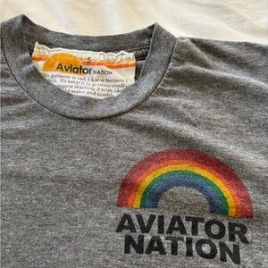 Aviator Nation Gray Rainbow Graphic Tee size small